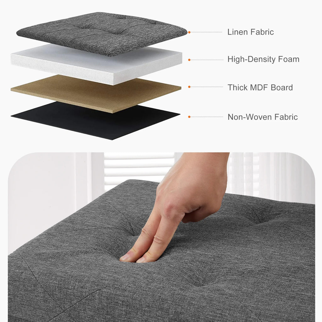 JHK Folding Storage Ottoman Bench Living Room Hidden Storage Footstool Toy Box Bedroom Strong Load-bearing Capacity Stool
