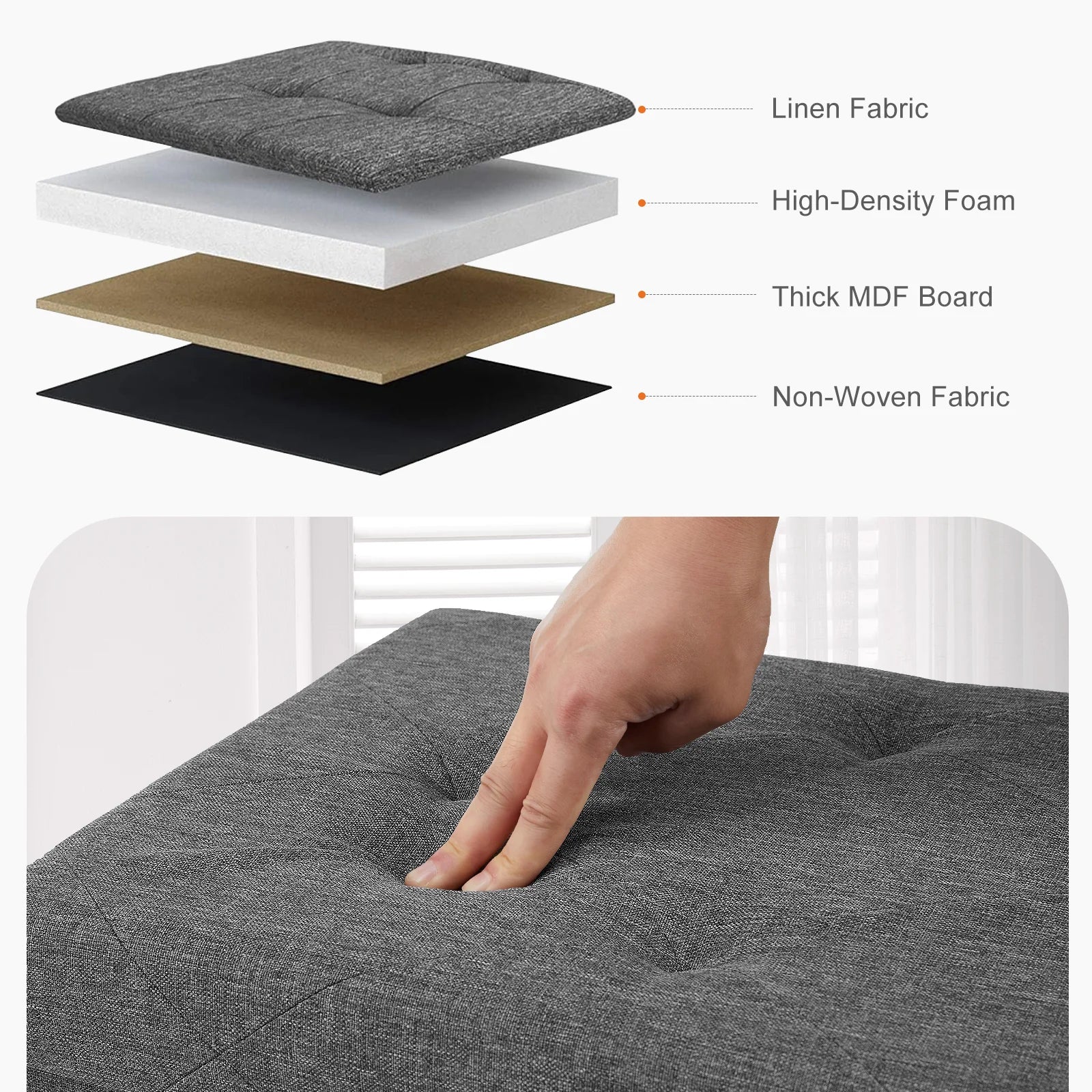JHK Folding Storage Ottoman Bench Living Room Hidden Storage Footstool Toy Box Bedroom Strong Load-bearing Capacity Stool