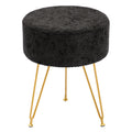 JHK Round Ottoman Velvet Footrest Chair Living Room Vanity Stool with 4CM Thick Cushion 350LBS Heavy-Duty Makeup Stool for Home